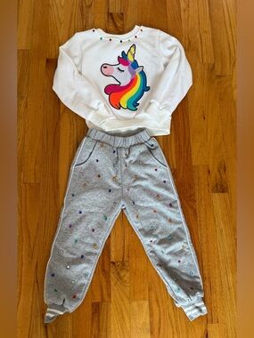 LOLA + THE BOYS Girl’s Unicorn Rhinestone Matching Set Size 6